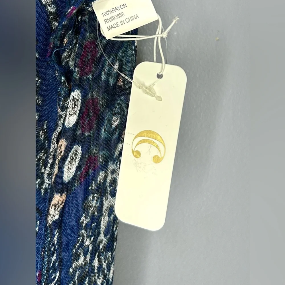 Charming Charlie Navy Blue Patchwork Infinity Scarf Soft Lightweight Boho OS NWT